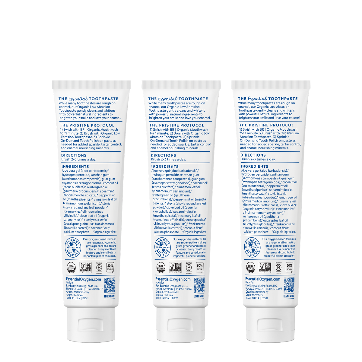 Organic Low Abrasion Toothpaste | Rainbow Pack