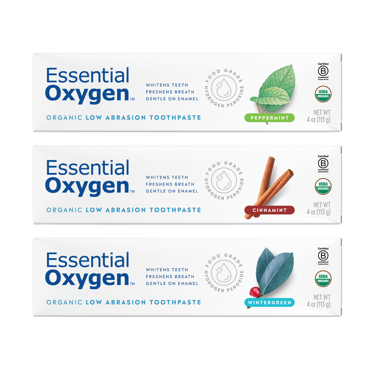 Organic Low Abrasion Toothpaste | Rainbow Pack